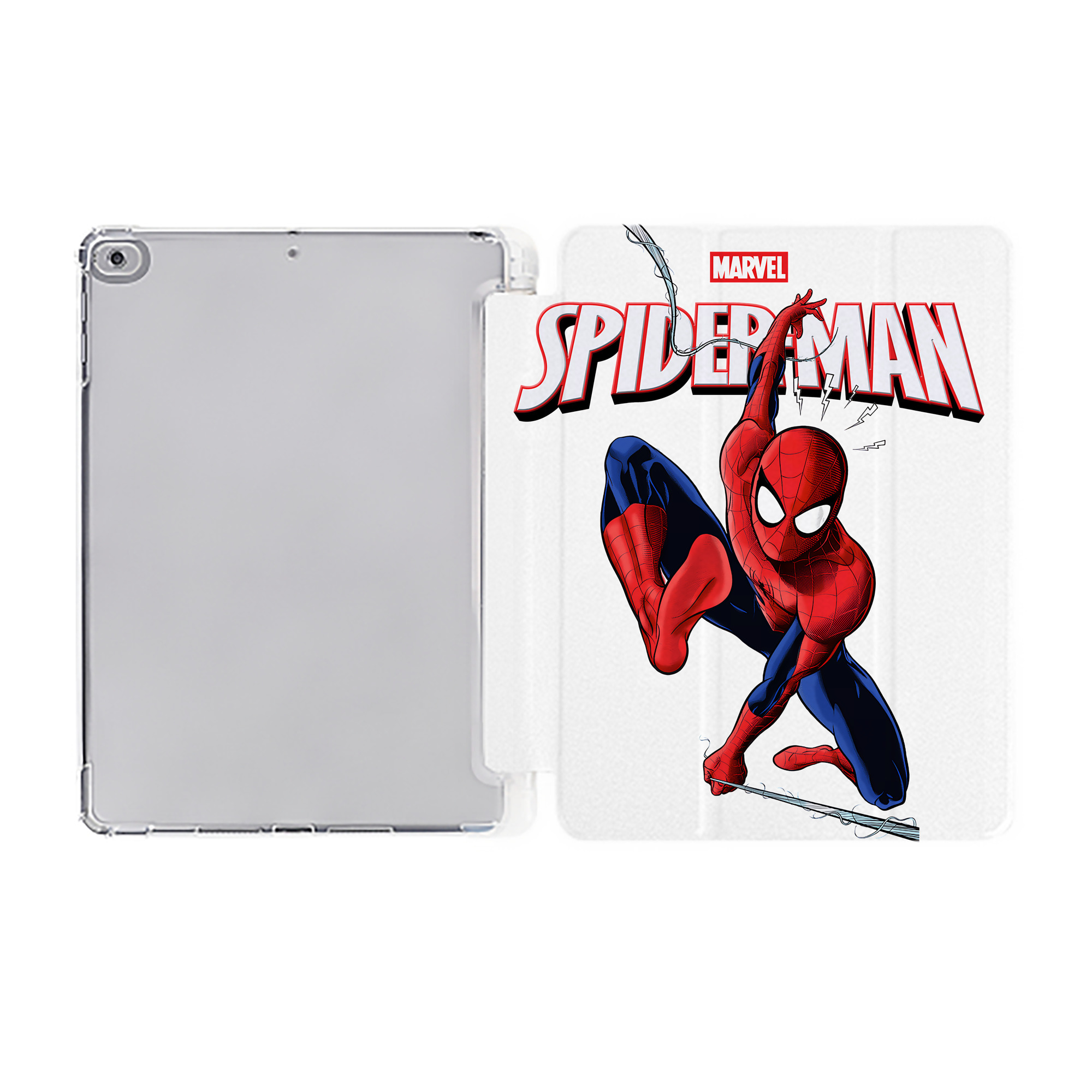 （画像用） Spider Man スパイダーマン IPad ケース ペン収納付き 三つ折りスタンド PUレザー×シリコン 対応機種9.5/10.5/10.9インチ